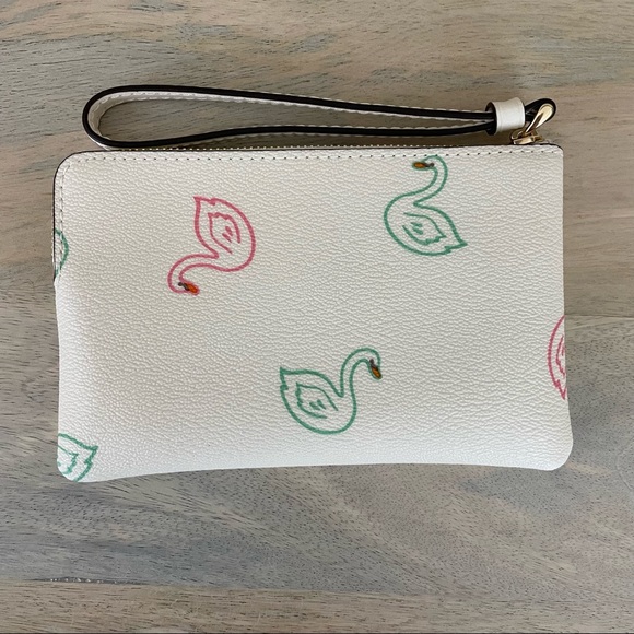Coach Zip Wristlet with Swans, NWT - Picture 2 of 3